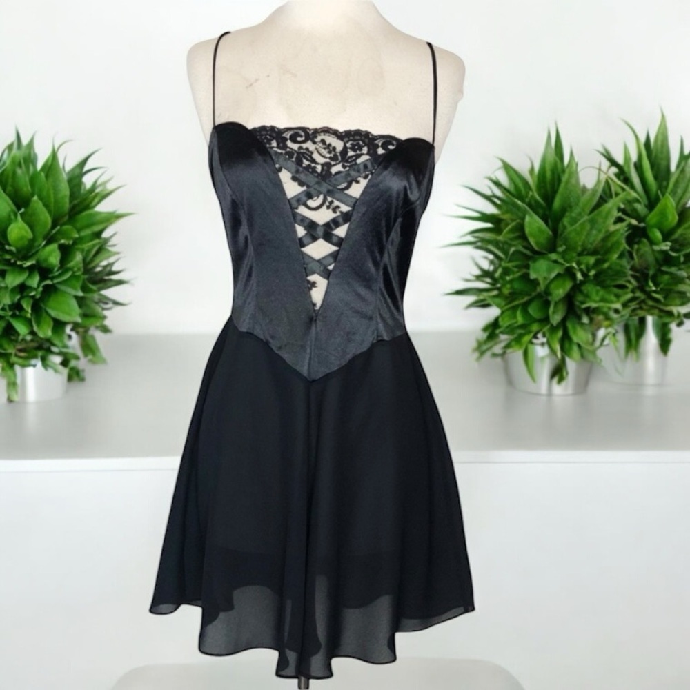 Vintage Josie By Natori Lace Mini Dress Fairycore Chemise